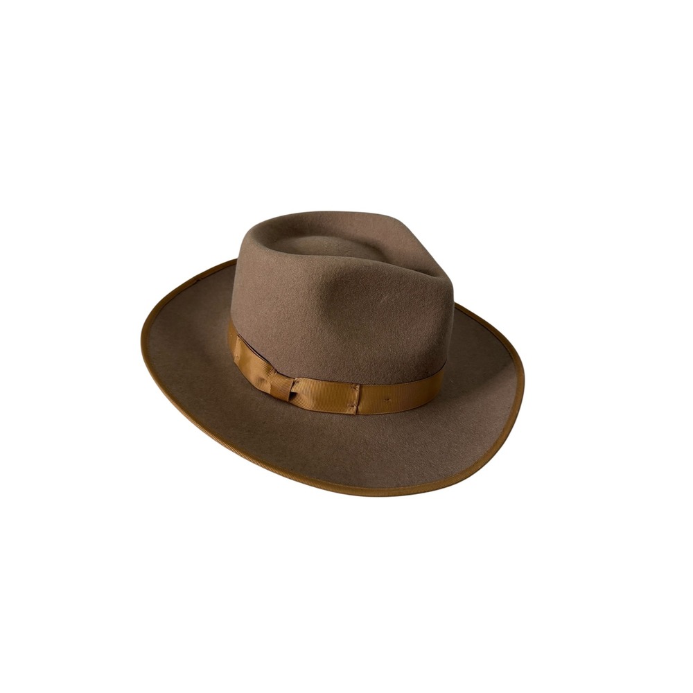 Gigi‎ Pip Monroe Rancher Tan 100% Australian Wool Felt Fedora Hat Size 53 - Picture 3 of 12